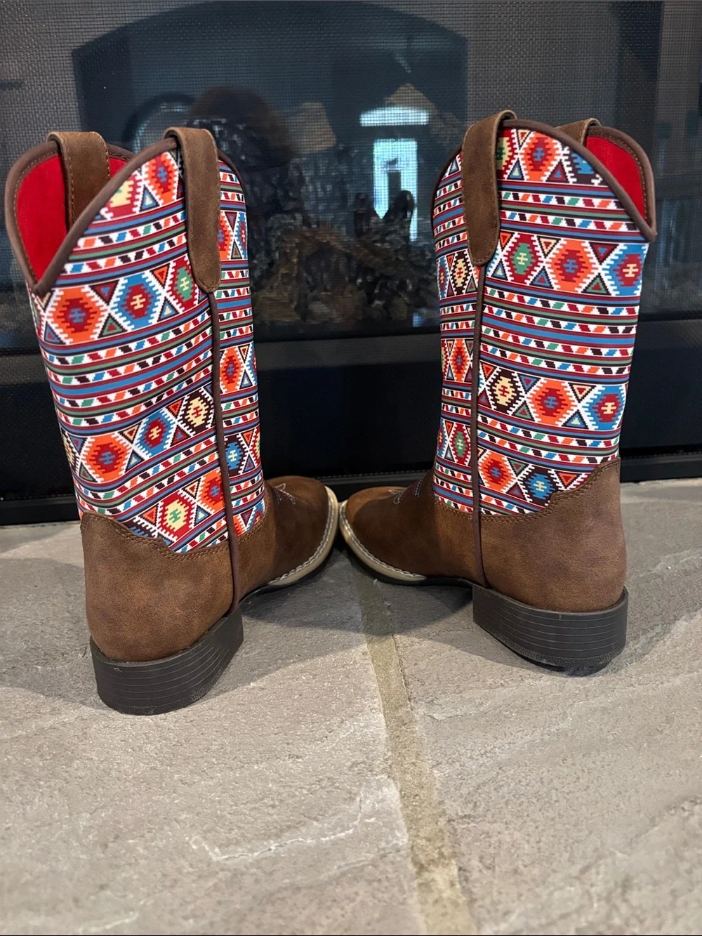 Twister Western cowgirl boots,Aztec print,TPR outsole,slip in